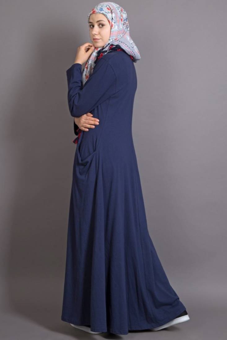 Nora - Elegante Marineblauwe Jersey Abaya