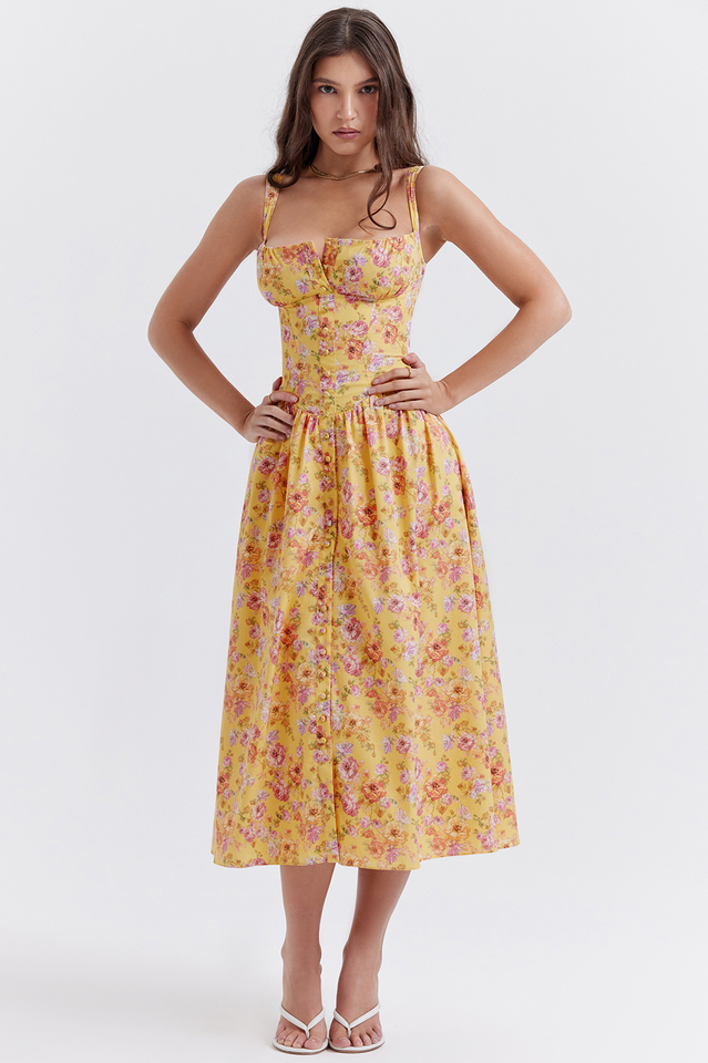 Yvette - Bloemenprint Midi Jurk