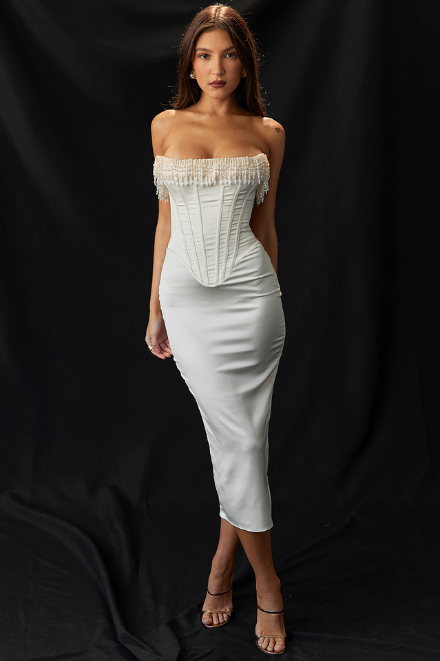 Elise - Elegante Strapless Jurk met Kralen