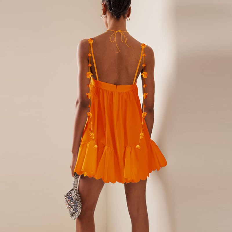 Sophie - Oranje Mini Flare Jurk