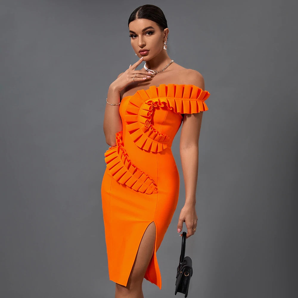 Sophie - Oranje Bodycon Jurk