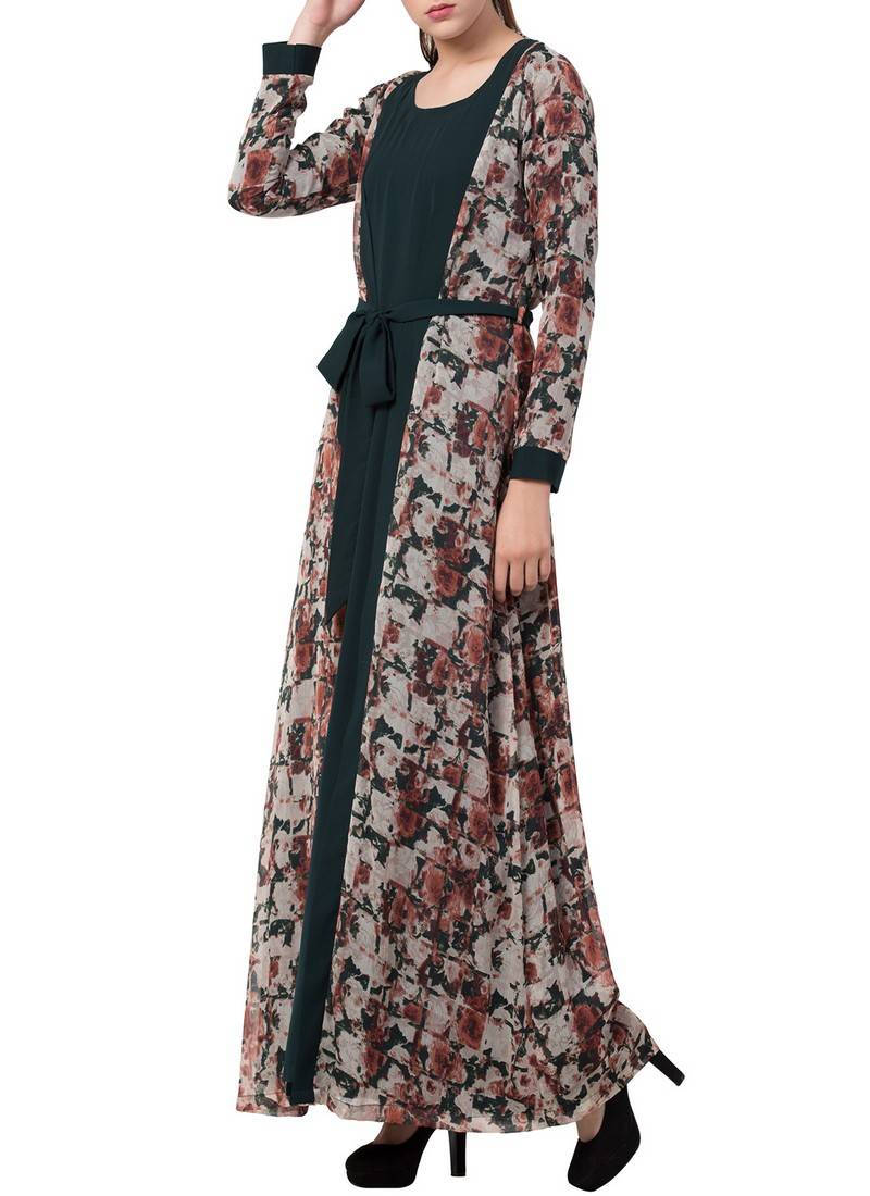 Fatima - Multicolor Abaya Jurk met Bijpassende Riem en Geïntegreerde