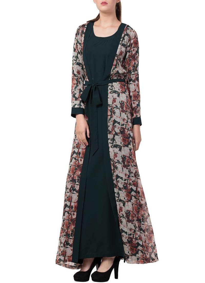 Fatima - Multicolor Abaya Jurk met Bijpassende Riem en Geïntegreerde