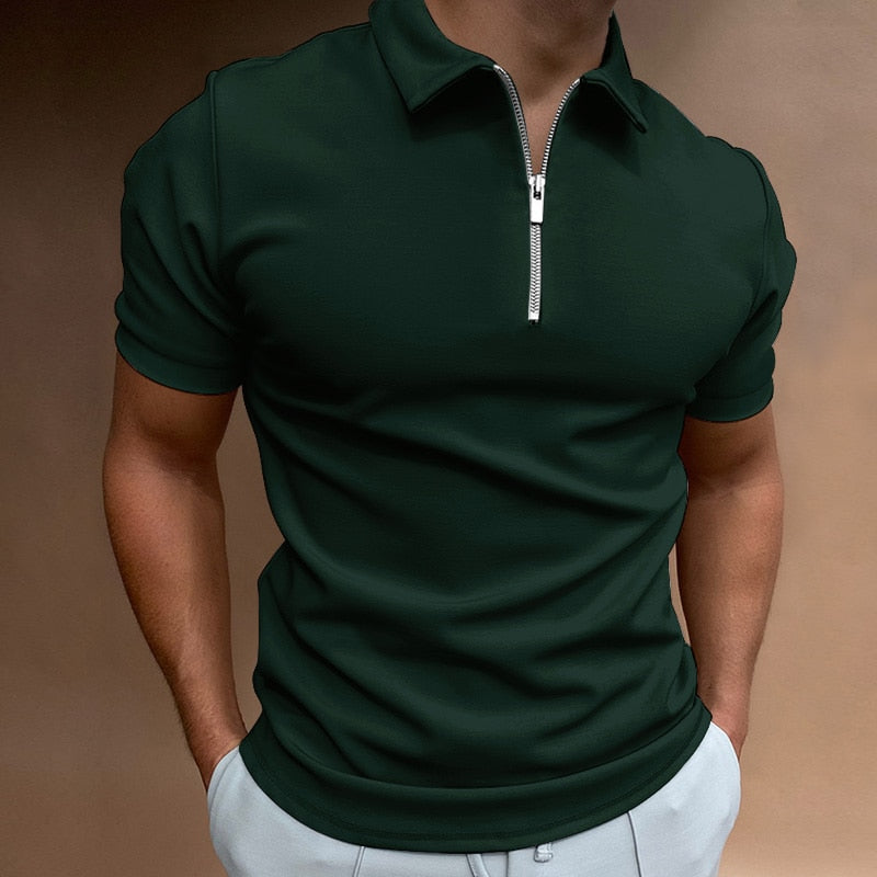 Thomas - Heren Zip-Up Polo Shirt