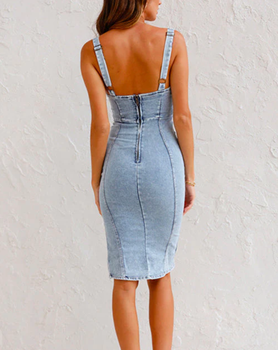 Ruby - Denim Bodycon Cami Jurk