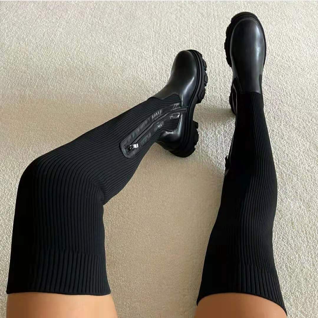 Overknee sock laarzen