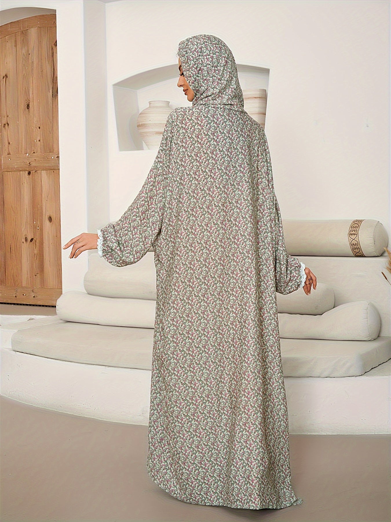 Amina - Elegante Maxi Abaya met Delicate Patronen