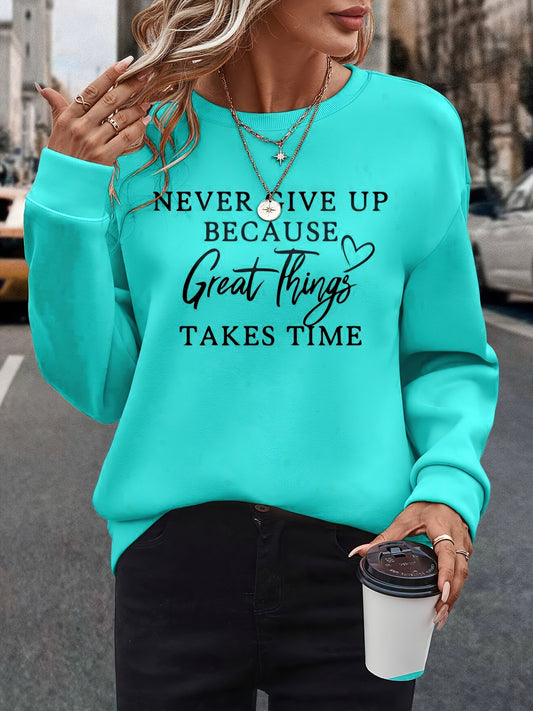 Victoria - Casual Trui met Motivatieprint