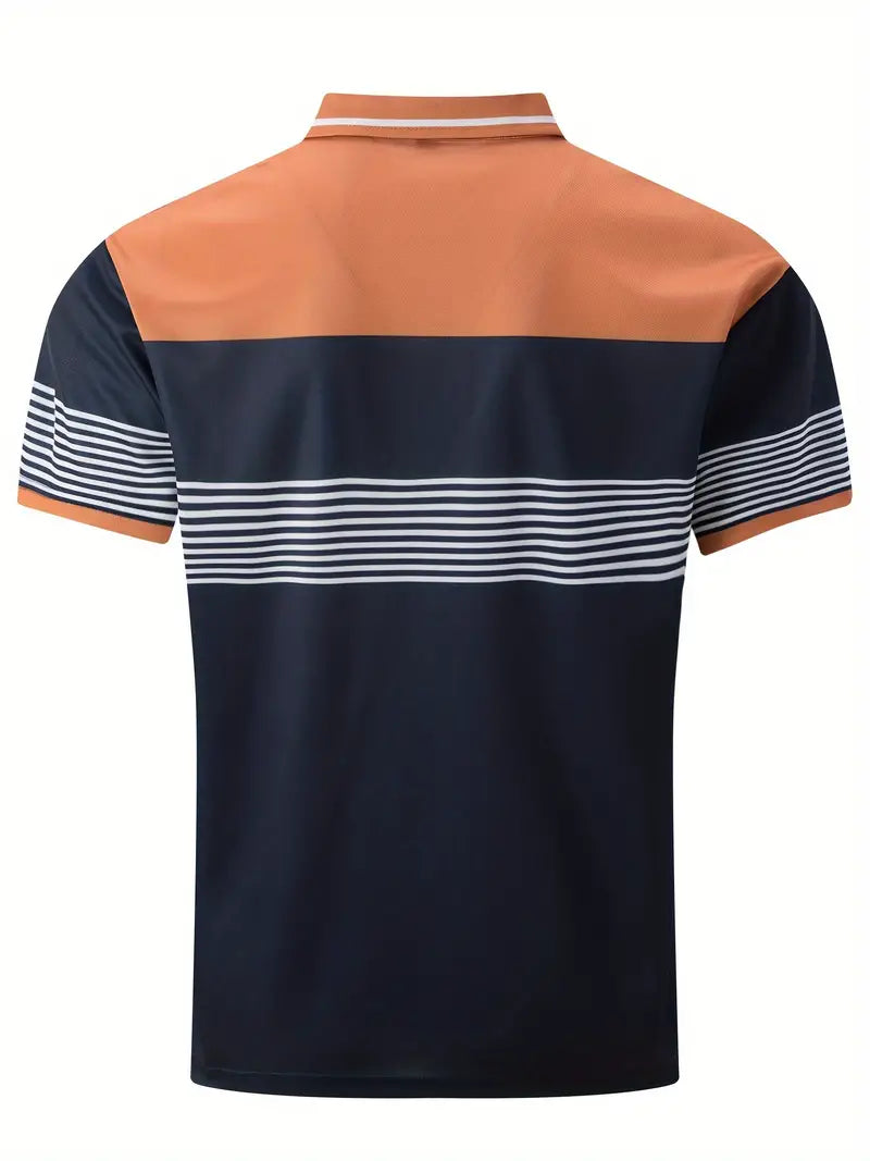 Steven - Ademend Regular Fit Color Block Golf Shirt