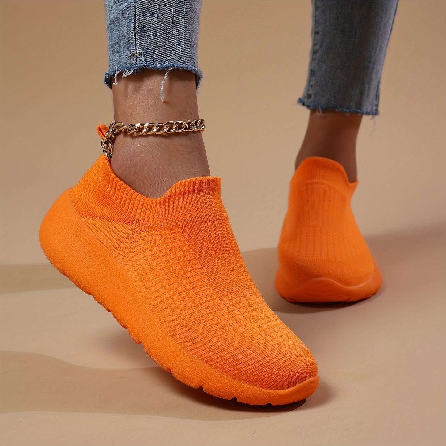 Sophie - Oranje Comfortabele Hardloopschoenen