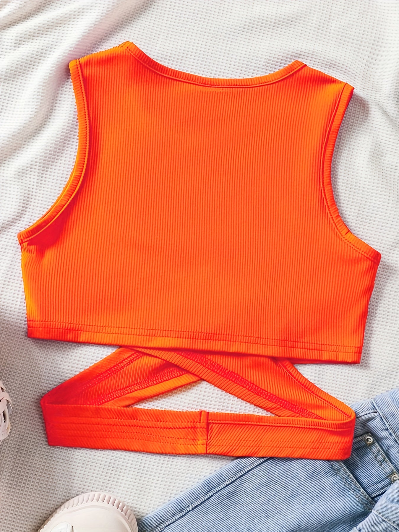 Lara - Trendy Oranje Crop Top