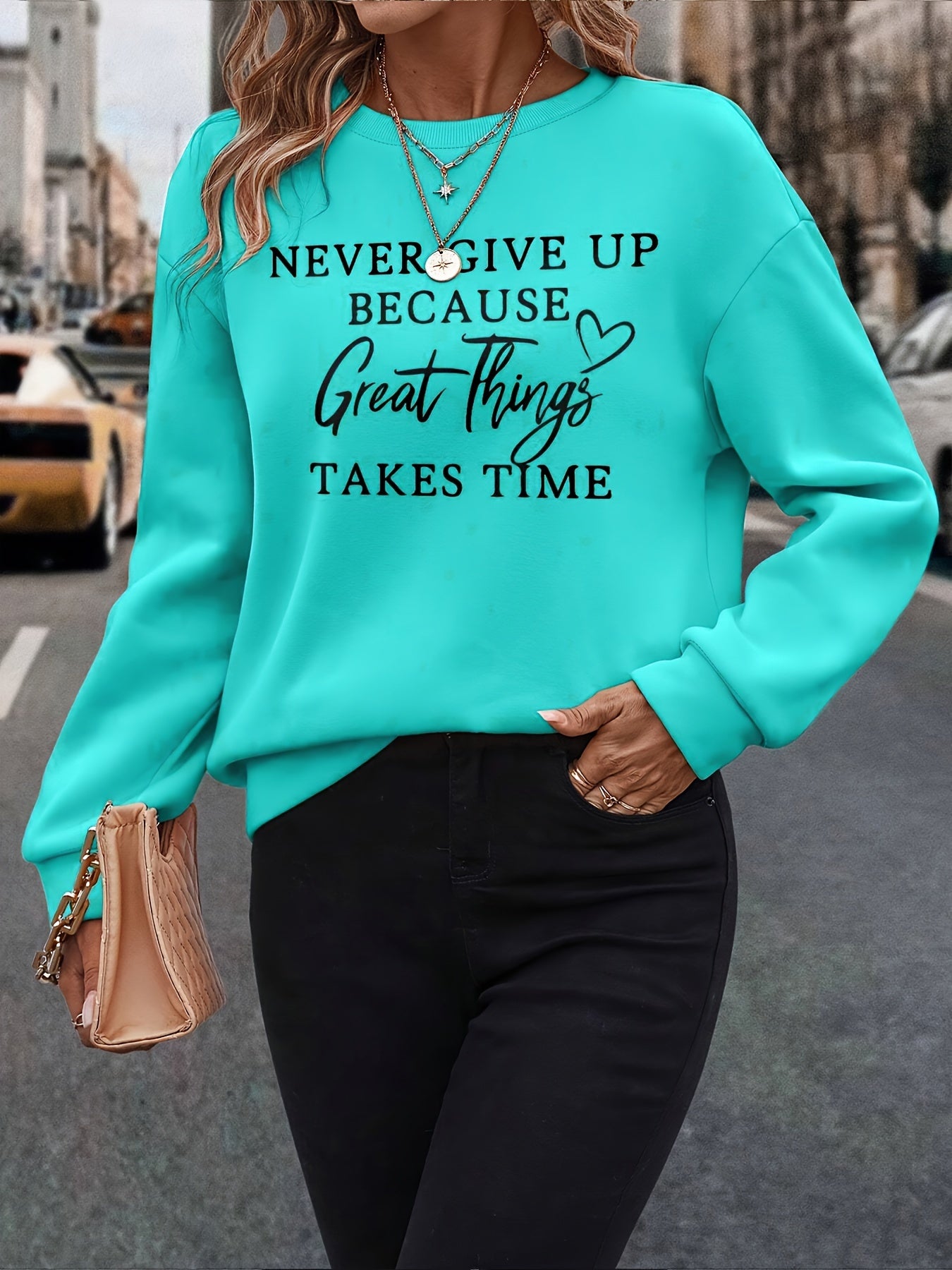 Victoria - Casual Trui met Motivatieprint