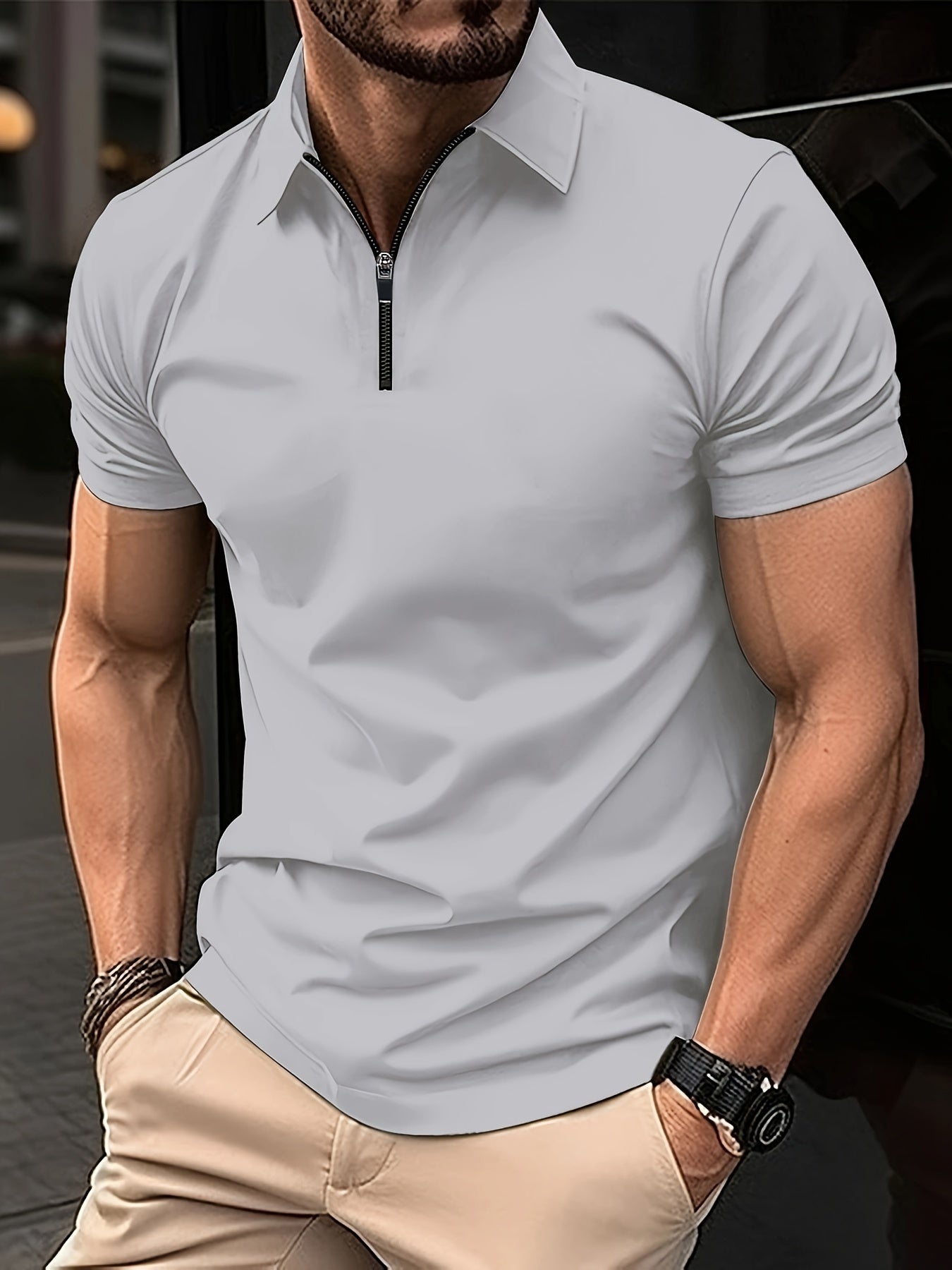 Max - Zomerse Casual Poloshirt met Rits en Grafisch Detail