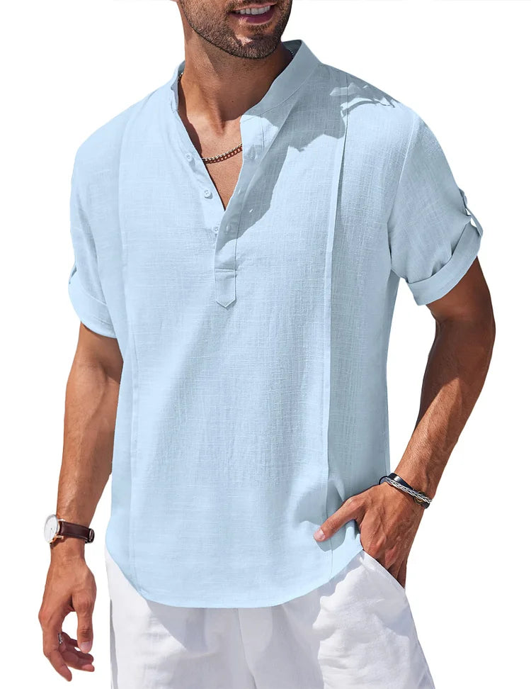 Max - Casual Strand Henley Shirt van Linnenmix