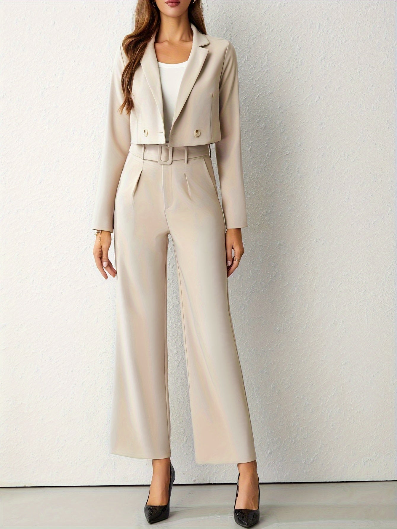 Abigail - Elegante Beige Reversblazer en Broek