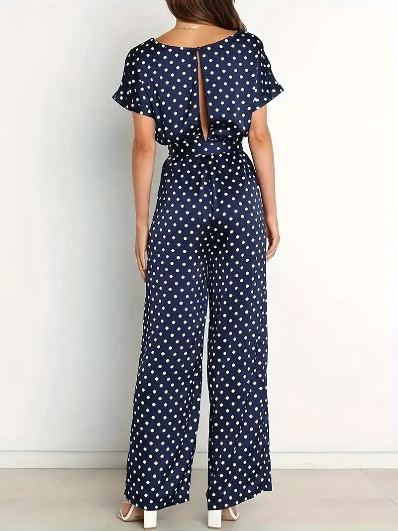 Alexa - Stijlvolle Marineblauwe Stippen Jumpsuit