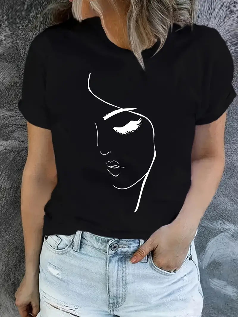 Anna - Grafisch Bedrukt T-Shirt