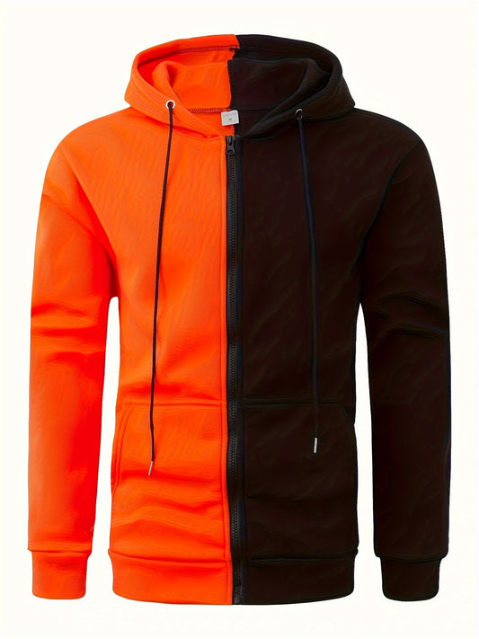 Lucas - Oranje kleurblok hoodie