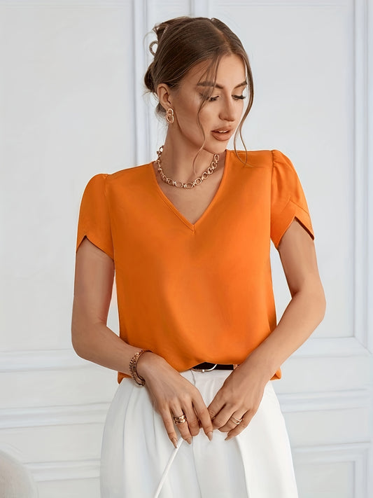 Lisa - Oranje V-hals Blouse