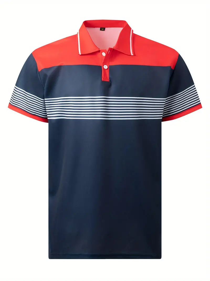 Steven - Ademend Regular Fit Color Block Golf Shirt