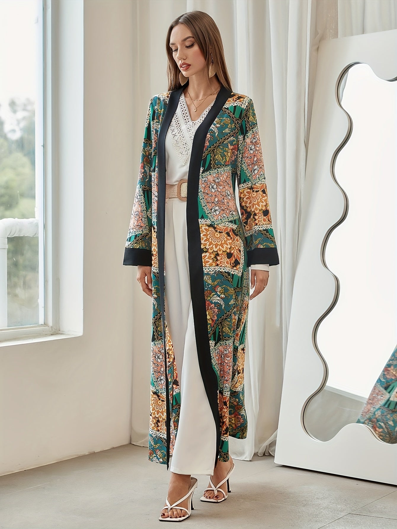 Demi - Bloemen Kaftan Abaya met Elegante Uitstraling