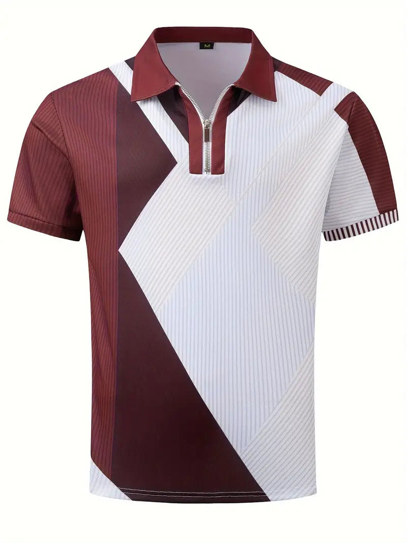 Norman - Ademend Regular Fit Color Block Golf Shirt