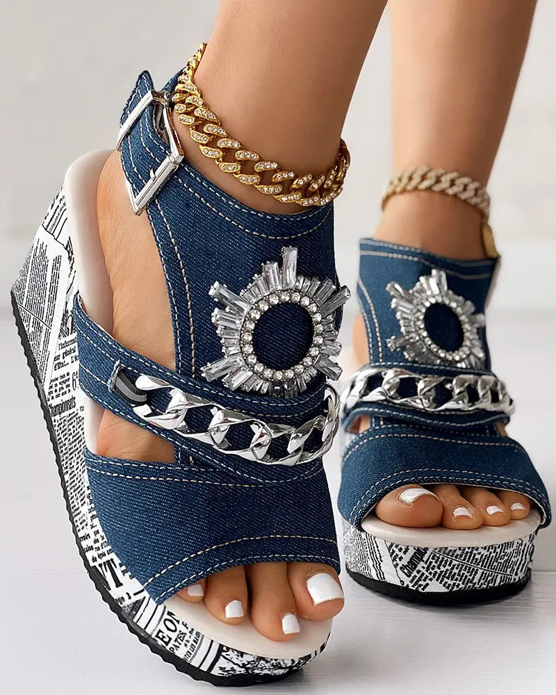 Ivy - Krantstijl Rhinestone Sandalen