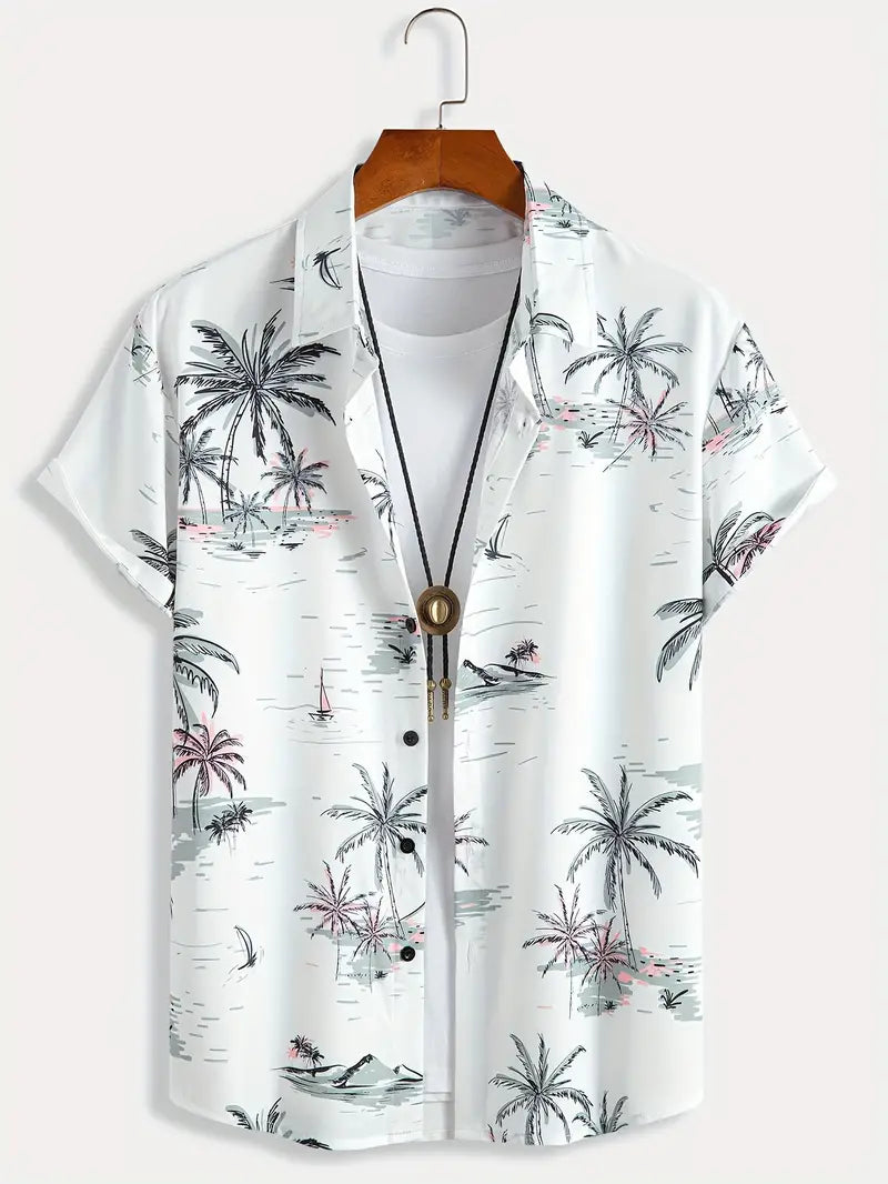 Tom - Zomerse Hawaii Overhemd met Kokospalmprint