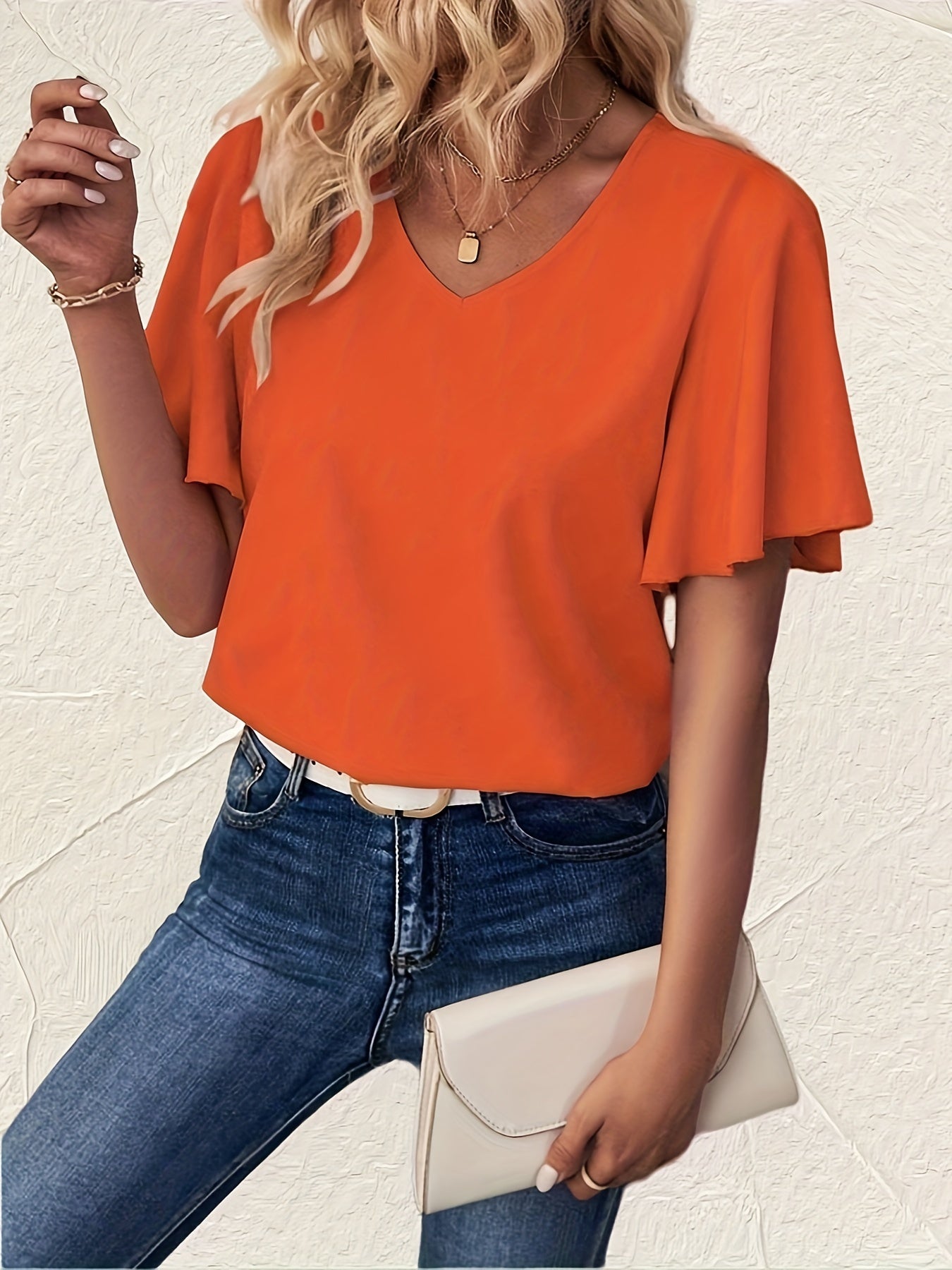 Eva - Oranje V-hals Blouse