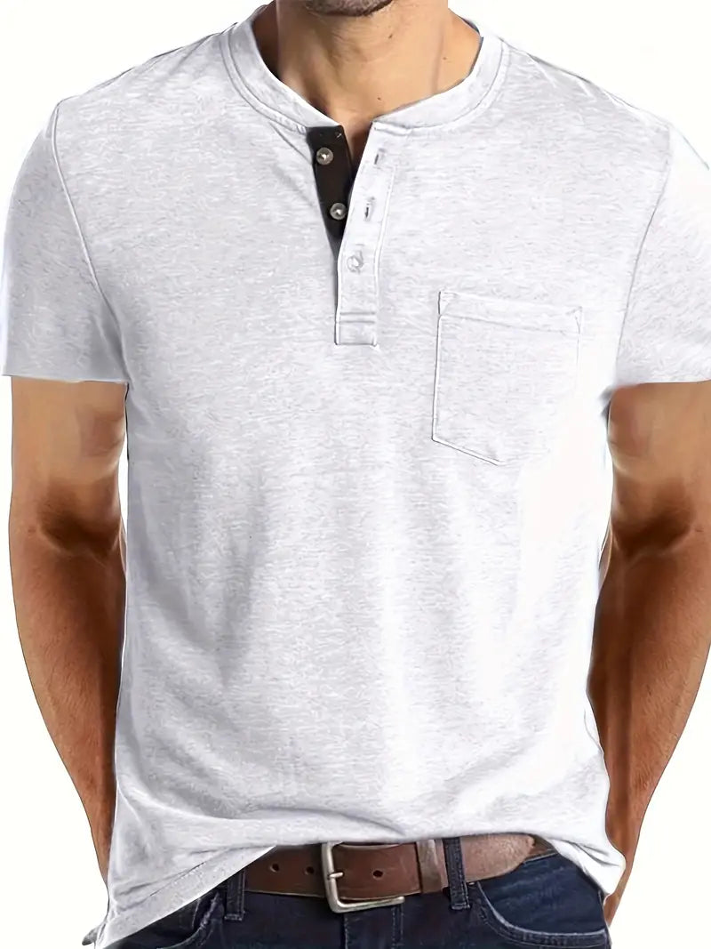 Tom - Stijlvolle Henley Tee met Borstzak