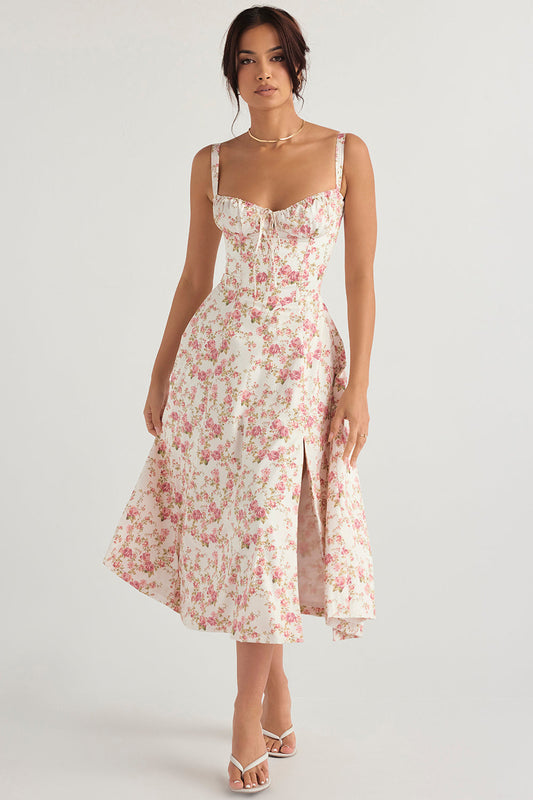 Lisa - Vintage Bloemenprint Maxi Jurk