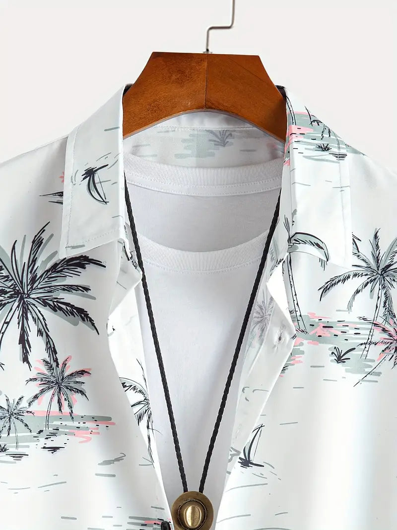 Tom - Zomerse Hawaii Overhemd met Kokospalmprint