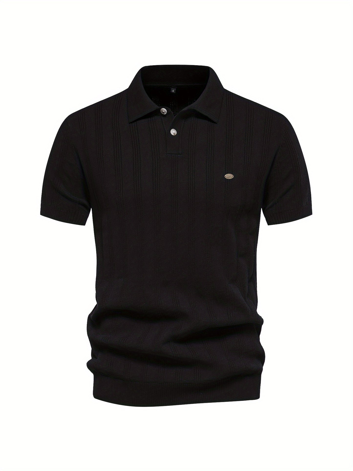 Max - Zomers Gebreid Poloshirt met Korte Mouwen