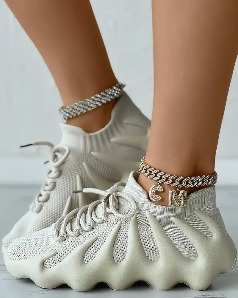 Elena - Vetersluiting Platform Sneakers