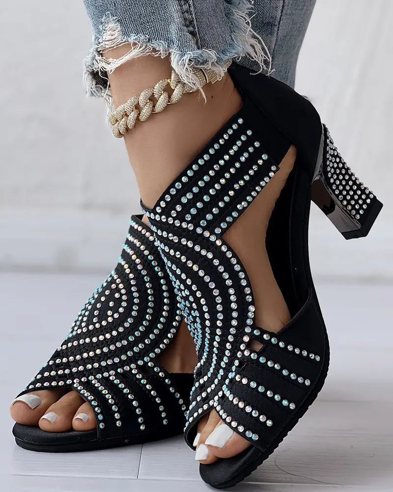 Yara - Peep Toe Rhinestone Dansschoenen