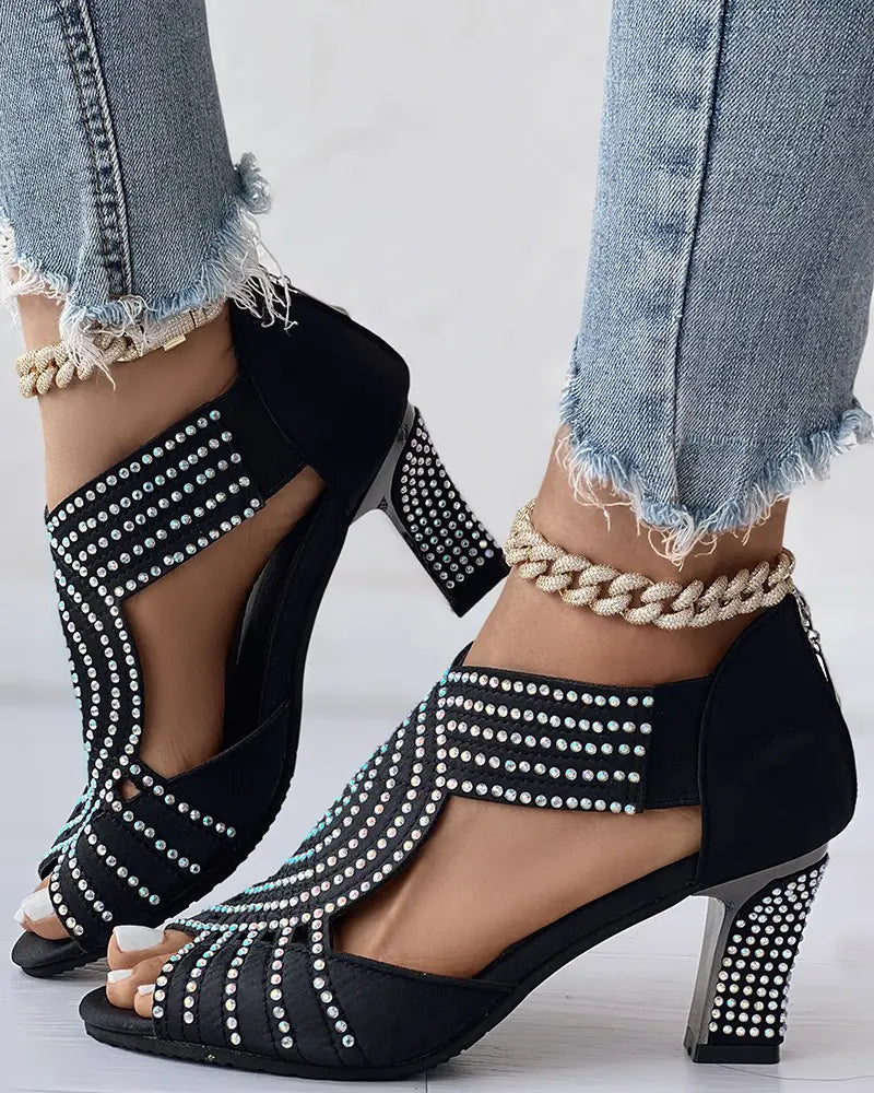 Yara - Peep Toe Rhinestone Dansschoenen