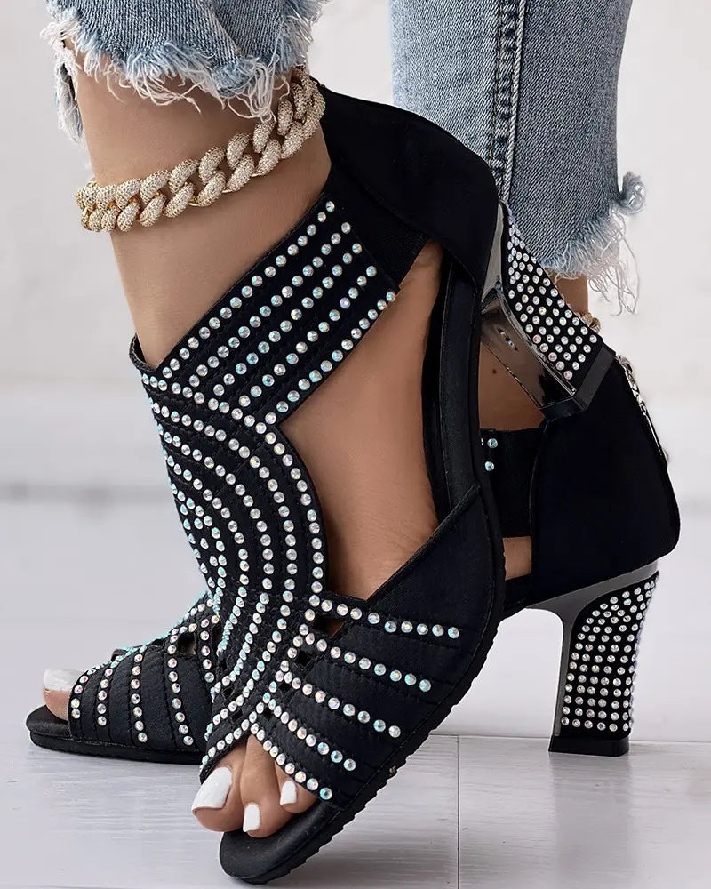 Yara - Peep Toe Rhinestone Dansschoenen