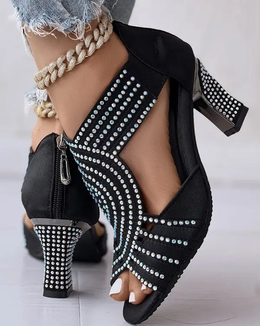 Yara - Peep Toe Rhinestone Dansschoenen