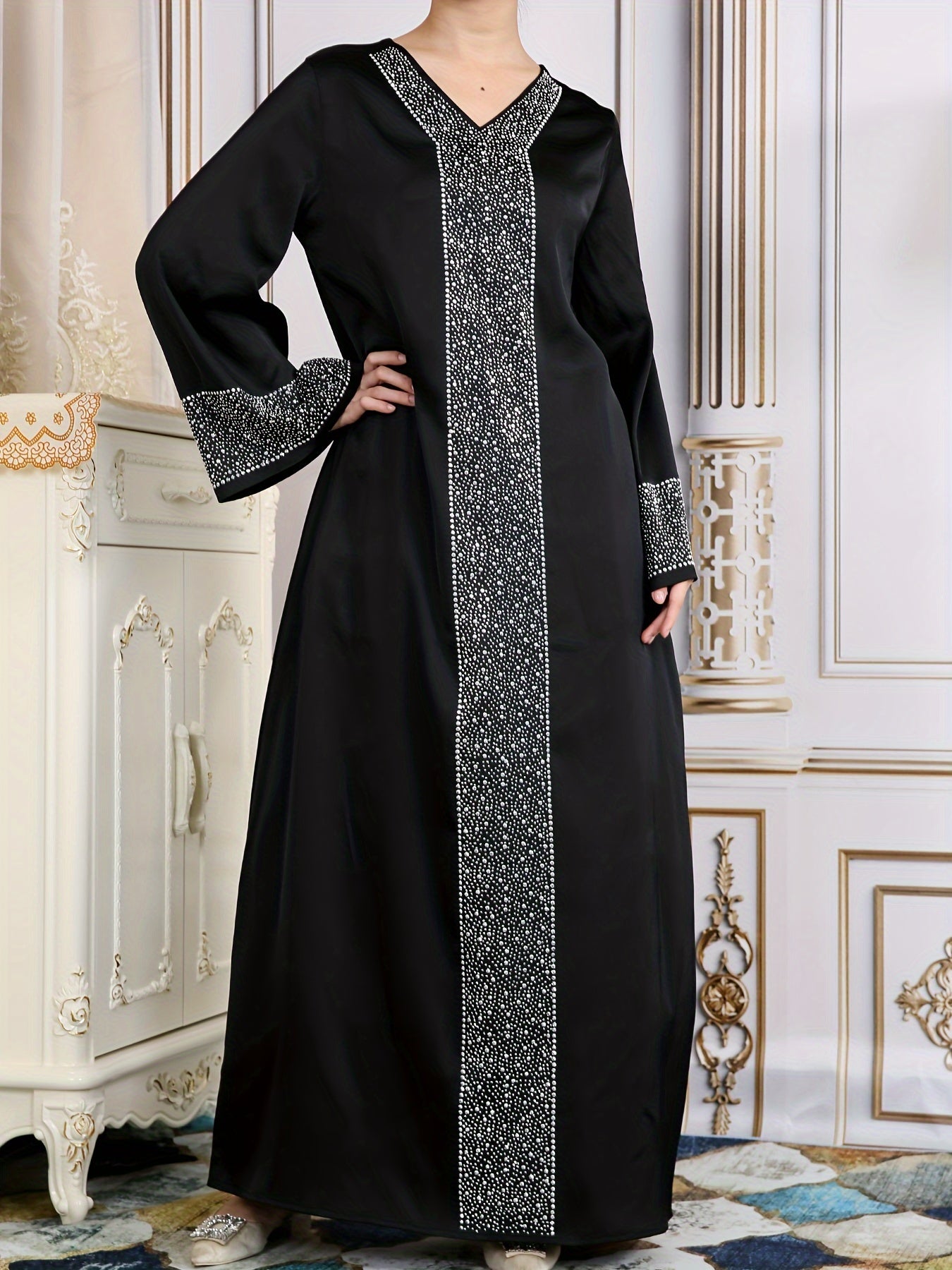 Amber - Stralende V-hals Abaya Jurk