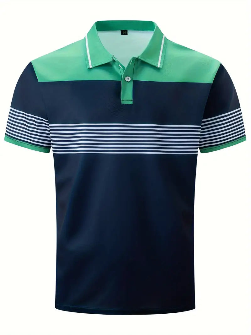 Steven - Ademend Regular Fit Color Block Golf Shirt