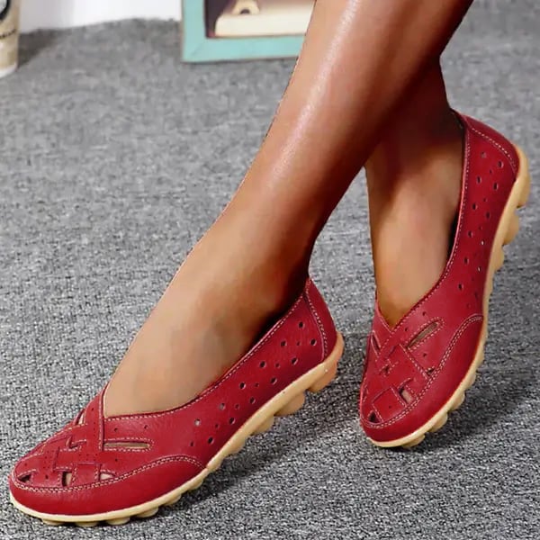 Leah - Ademende Leder Loafers