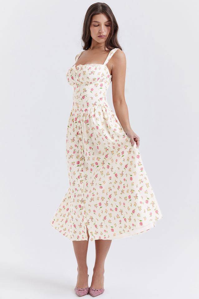 Yvette - Bloemenprint Midi Jurk