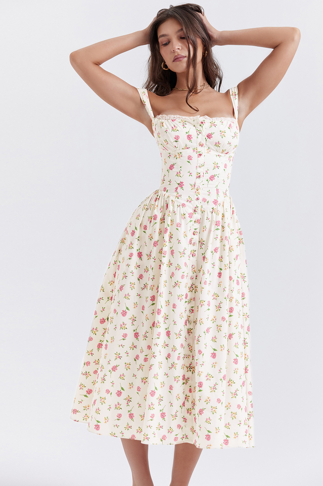 Yvette - Bloemenprint Midi Jurk