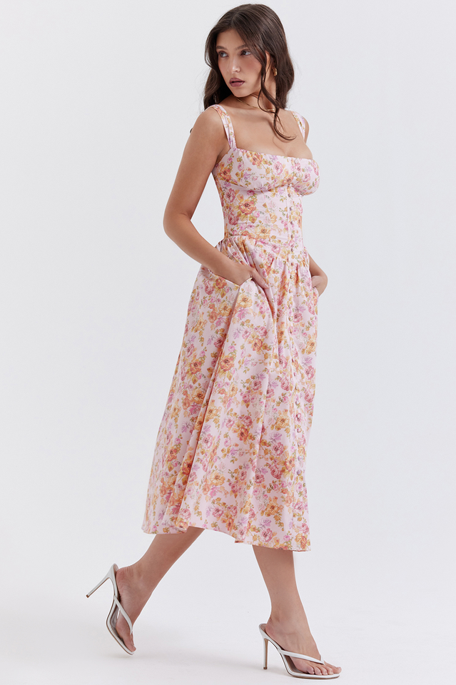 Yvette - Bloemenprint Midi Jurk