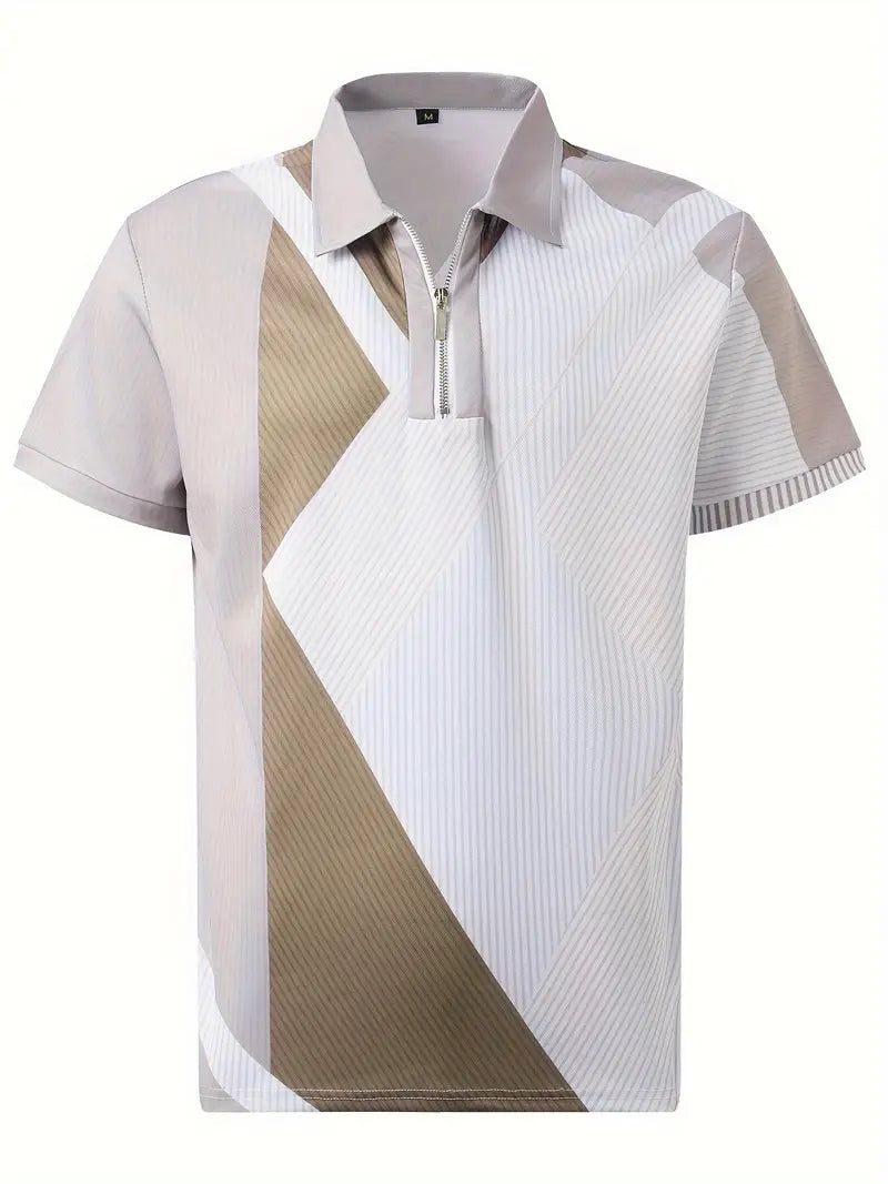 Norman - Ademend Regular Fit Color Block Golf Shirt