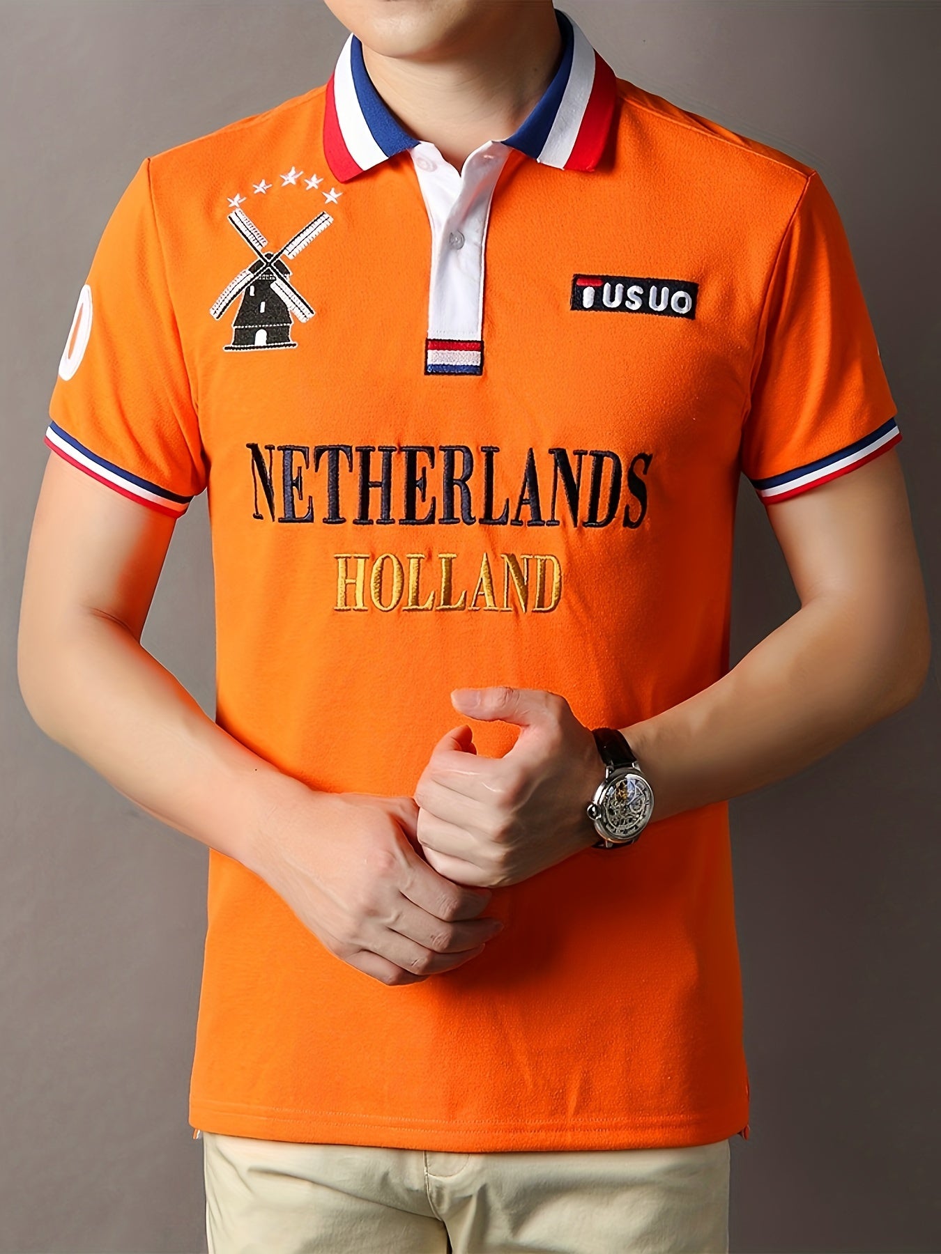 Lucas - Oranje Golfshirt met Nederlandse Print