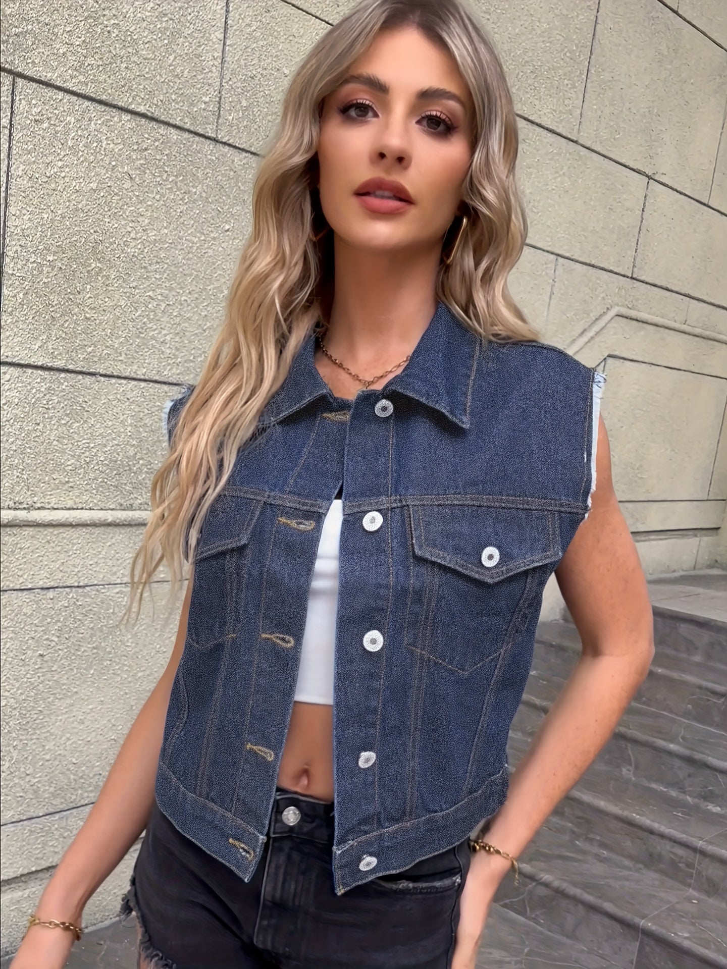 Kate - Mouwloos Denim Vest