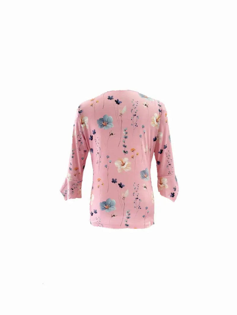 Bianca - Bloemenprint T-shirt met Knoopjes