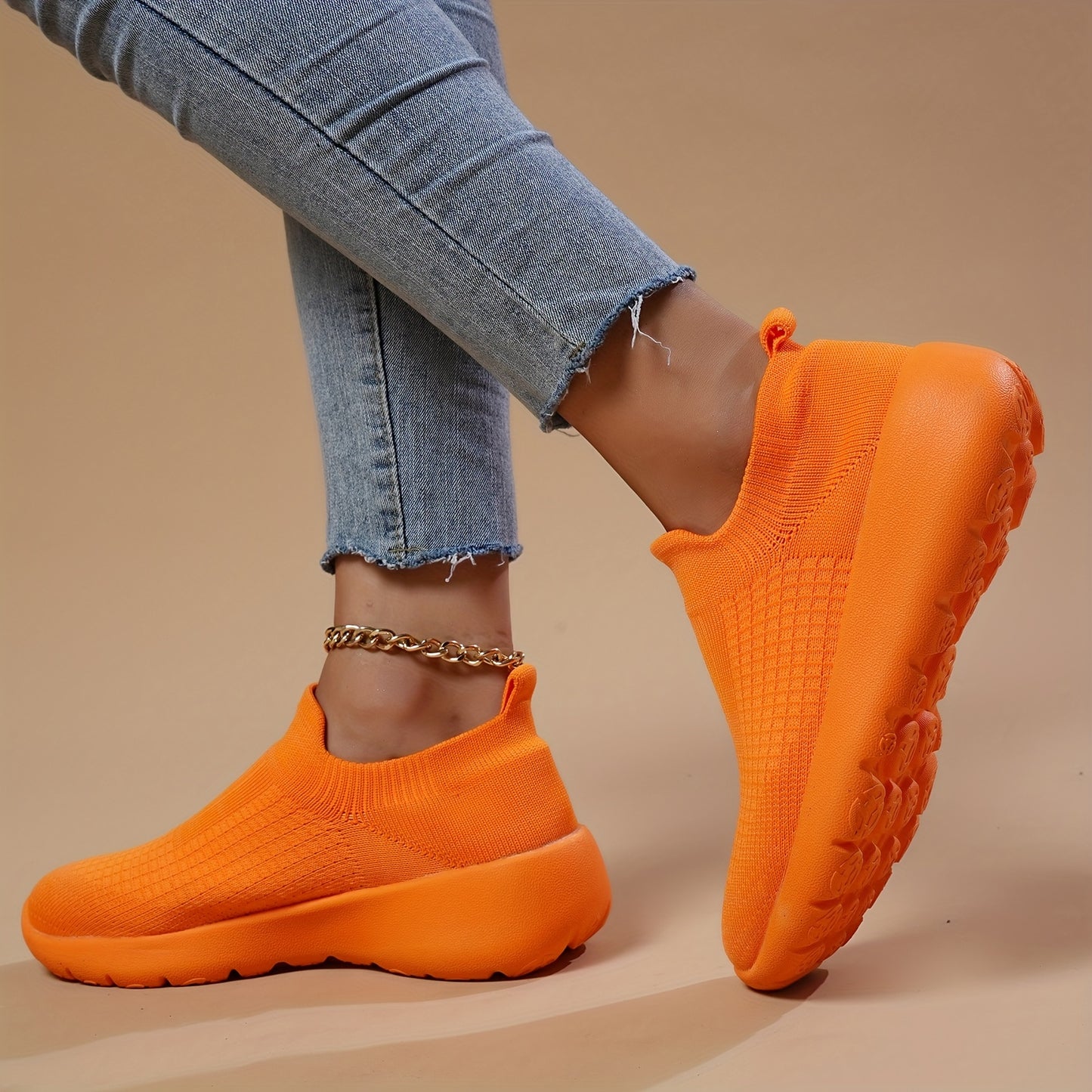 Sophie - Oranje Comfortabele Hardloopschoenen