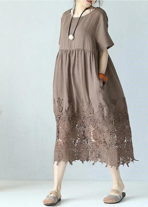 Sofie - Elegante Khaki Maxi Linnenjurk